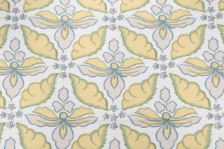 Robert Allen Painted Damask Printed Cotton Drapery Fabric in Leaf