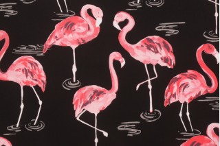 Tempo Terrasol Flamingo Printed Polyester Outdoor Fabric in Black