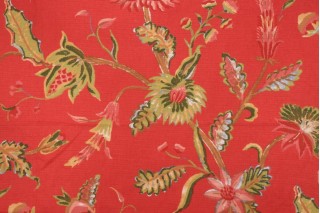 Thibaut Georgetown F96138 Printed Cotton Drapery Fabric in Red