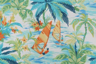Tommy Bahama Wind Surfers Printed Polyester Outdoor Fabric in Mangrove 