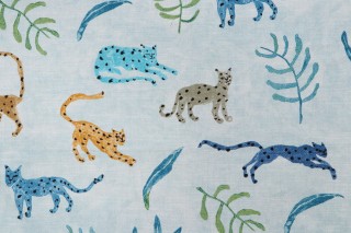 PK Lifestyles Prance Printed Cotton Drapery Fabric in Waterfall 
