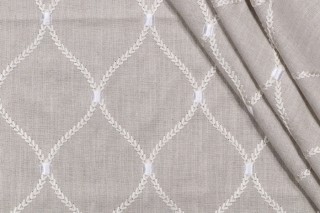 PK Lifestyles Deane Embroidered Drapery Fabric in Sterling 