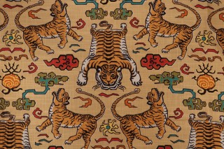 Hilary Farr Tiger Republic Printed Cotton Blend Drapery Fabric in 380-Saffron for Covington 