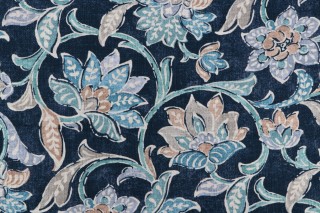 Covington Indra Printed Cotton Blend Drapery Fabric in 55-Navy 