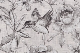 Covington Colibri Printed Linen Blend Drapery Fabric in 9-Graphite 