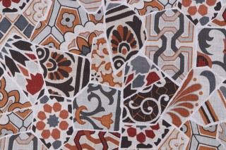 Covington Talavera Printed Cotton Drapery Fabric in 952-Stone 