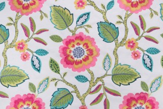 Covington Folk Song Embroidered Drapery Fabric in 787-Begonia Pink 