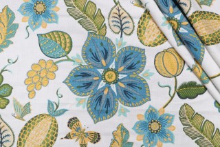 Hilary Farr Exotica Printed & Embroidered Drapery Fabric in 523-Caribbean for Covington 