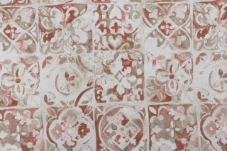 Ellen Degeneres Petra Tile Printed Cotton Drapery Fabric in Blush