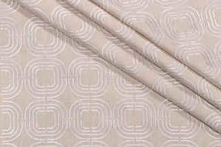 PK Lifestyles Chain Reaction Embroidered Drapery Fabric in Linen