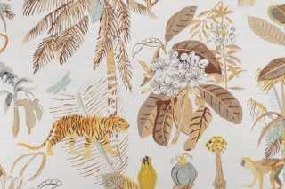 Tommy Bahama Heavenly Kingdom Printed Cotton Drapery Fabric in Linen