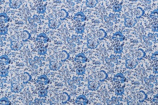 PK Lifestyles Filigree Printed Cotton Drapery Fabric in Aegean