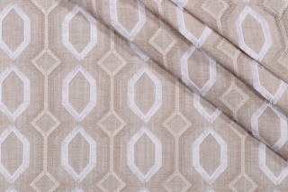 Waverly Maisie Embroidered Drapery Fabric in Linen