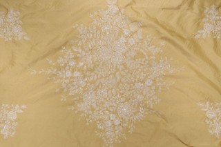 Fonthill Medallion Silk Emblem Embroidered Drapery Fabric in Yellow for Scalamandre