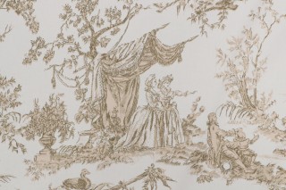 Scalamandre Balloon De Nemours Printed Drapery Fabric in Olive