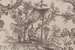 Scalamandre Sungari Printed Cotton Drapery Fabric in Charcoal