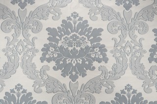 Fonthill Montefalco Damask Upholstery Fabric in Slate Blue for Scalamandre