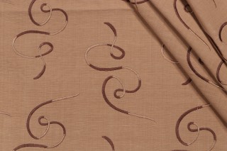 1 Yard Scalamandre Scroll Embroidered Drapery Fabric in Cafe