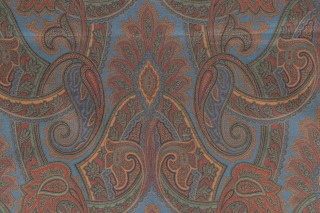 Scalamandre Paisley Medallion Printed Drapery Fabric in Blue/Multi