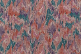 Scalamandre Ikat Printed Drapery Fabric in Teal/Multi