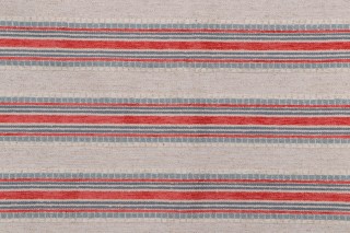 Stripe Woven Chenille Upholstery Fabric in Guava