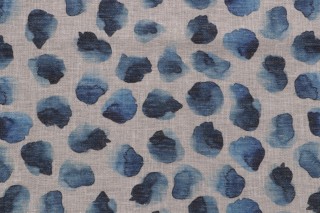Watercolor Dots Printed Drapery Fabric in Indigo