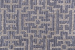 Key Medallion Tapestry Upholstery Fabric in Denim