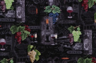 Fabrics Of SoHo Wine Country - Wine Chalkboard Printed Cotton Craft Fabric in Black for Timeless Treasures 