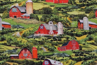Fabrics Of SoHo Rolling Hills - Rolling Hills Pasture Scenic Printed Cotton Craft Fabric in Green for Timeless Treasures 