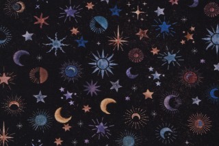 Fabrics Of SoHo Celestial Printed Cotton Craft Fabric in Black for Timeless Treasures 