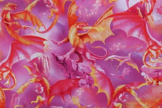 Michael Searle Fabrics of SoHo Dragons Majesty Printed Cotton Craft Fabric in Pink for Timeless Treasures 