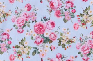 Fabrics of SoHo Belle Fleur - Floral Bouquet Printed Cotton Craft Fabric in Blue for Timeless Treasures 