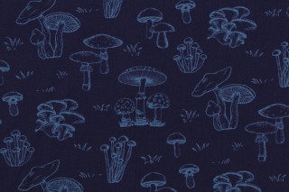 Dear Stella Terrain Of Thought - Holy Shitake Printed Cotton Craft Fabric in Moonlight 