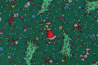 Robert Kaufman How The Grinch Stole Christmas Collection ADED-22569-274 Printed Cotton Craft Fabric in Pine 