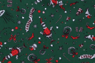 Robert Kaufman How The Grinch Stole Christmas Collection ADED-22568-224 Printed Cotton Craft Fabric in Evergreen 