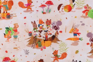 Kathryn Selbert/Advocate Art Forest Feast AKFD-22592-14 Printed Cotton Craft Fabric in Natural for Robert Kaufman 