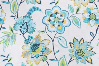 Covington Laylani Printed & Embroidered Cotton Drapery Fabric in 548-Isle Waters 