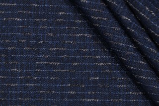 Cleo Stripe Woven Upholstery Fabric in Navy