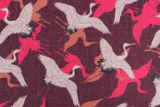 Tsuru Printed Crypton Home Finish Upholstery Fabric in Plum