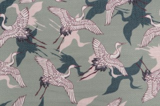 Crypton Tsuru High Performance Printed Upholstery Fabric in Moss 