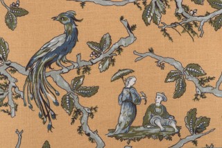 Paonne Printed Linen Decorator Fabric in Mostarda 
