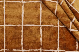 P Kaufmann Avenue Velvet Upholstery Fabric in Amber 