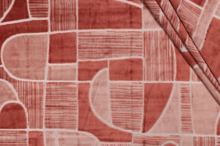 P Kaufmann Linescape Velvet Upholstery Fabric in Terracotta 