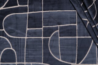 P Kaufmann Linescape Velvet Upholstery Fabric in Ink 