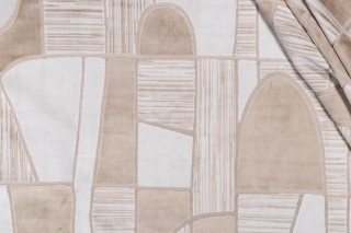P Kaufmann Linescape Velvet Upholstery Fabric in Sand 