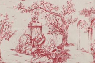 Stof France Galanterie Toile Printed Cotton Drapery Fabric in Rouge 
