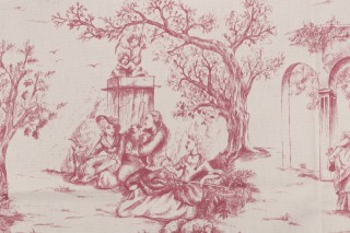 Stof France Galanterie Toile Printed Cotton Drapery Fabric in Vienna Rose 