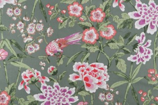Stof France Morgane Printed Cotton Blend Drapery Fabric in Vert 