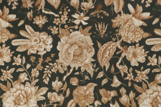 Stof France Pivoine Printed Velveteen Decorator Fabric in Kaki 
