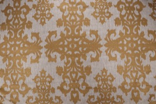 Lino Textiles Casa Blanca Printed Linen Drapery Fabric in Oatmeal/Gold 